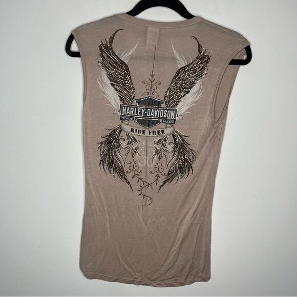 Harley-Davidson Rhinestone Embellished Muscle Tee S - Picture 4 of 8